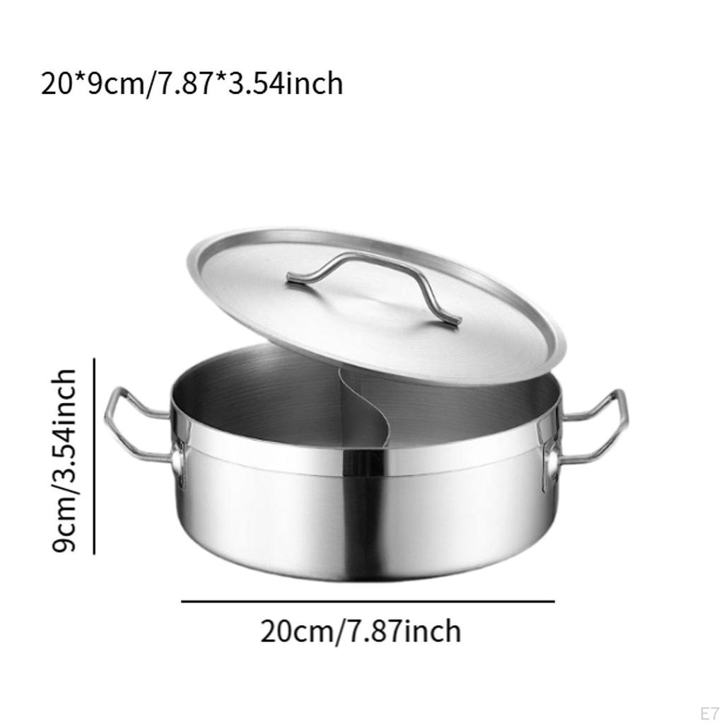 Кастрюля с разделителем Китайская крышка 2-сторонняя кастрюля для супа Толстая кухонная посуда Приготовление пищи
