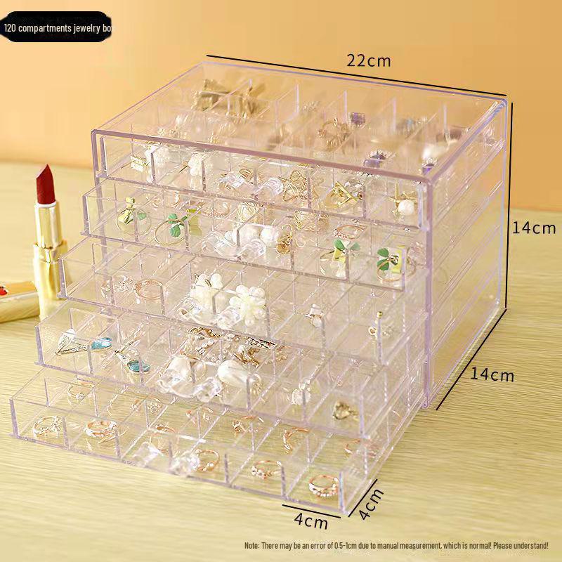 Free Shipping: Large-Capacity Transparent Jewelry Storage Box for Earrings and Necklaces - Dustproof and Drawer-Style