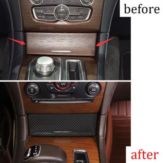 Декоративная накладка на крышку ящика для хранения центральной консоли из углеродного волокна для Chrysler 300 2011+