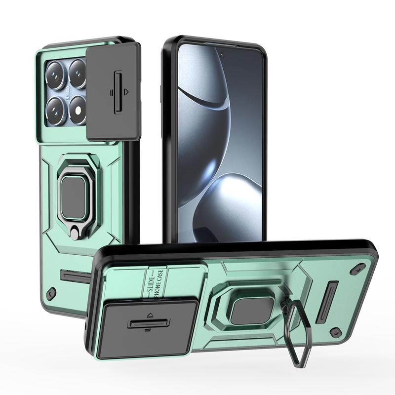 Armor Magnetic Ring Stand Funda для Xiaomi 14T Pro Mi 14T 5G Case Slide Camera Protection Cover для Mi14T 14TPro Capa