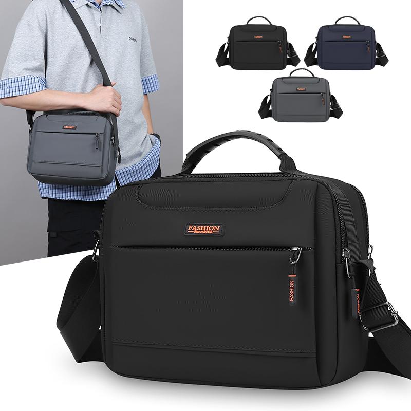 Профессиональная мужская сумка через плечо - Водостойкая Оксфордская сумка-мессенджер для работы (Слинг Оксфорд большой вместимости с надежными молниями)