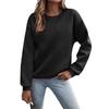 Women's European and American Loose Fit Round Neck Solid Sweatshirt - Autumn/Winter Plus Velvet Long Sleeve Casual Sports Top