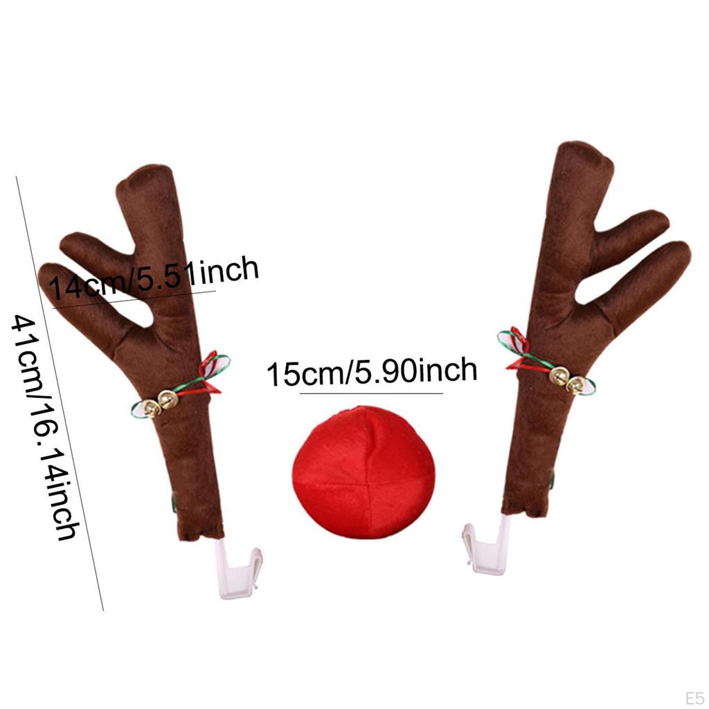 Car Reindeer Antlers and Nose Set Costume Xmas Ornament Universal Premium Holiday Christmas