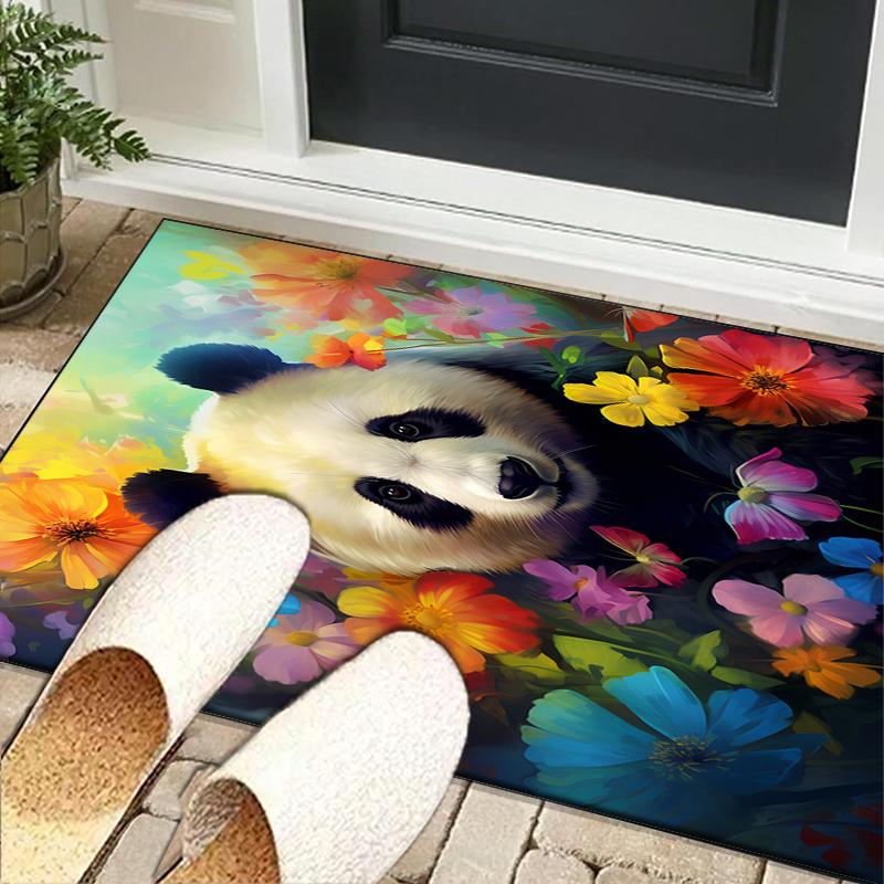 Panda In Floral Paradise Office Rug Chair Mat, Entryway Carpet, Suitable for Front Door, Bedroom, Living Room, Desk, Holiday Gift