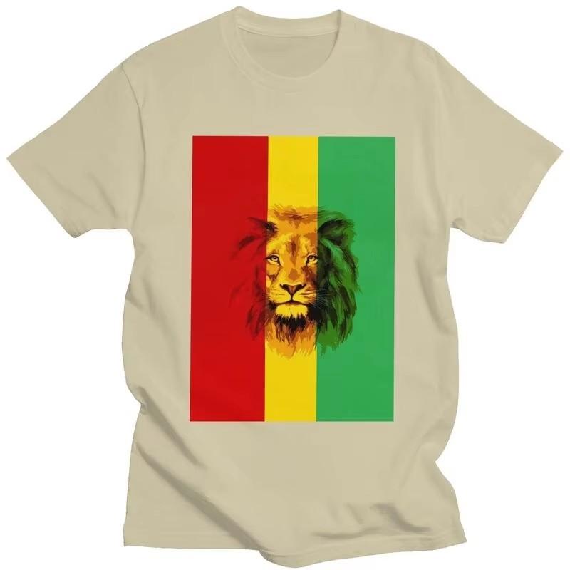Reggae Rasta Lion Graphic Tee for Unisex Short Sleeve Cotton T-Shirt Streetwear