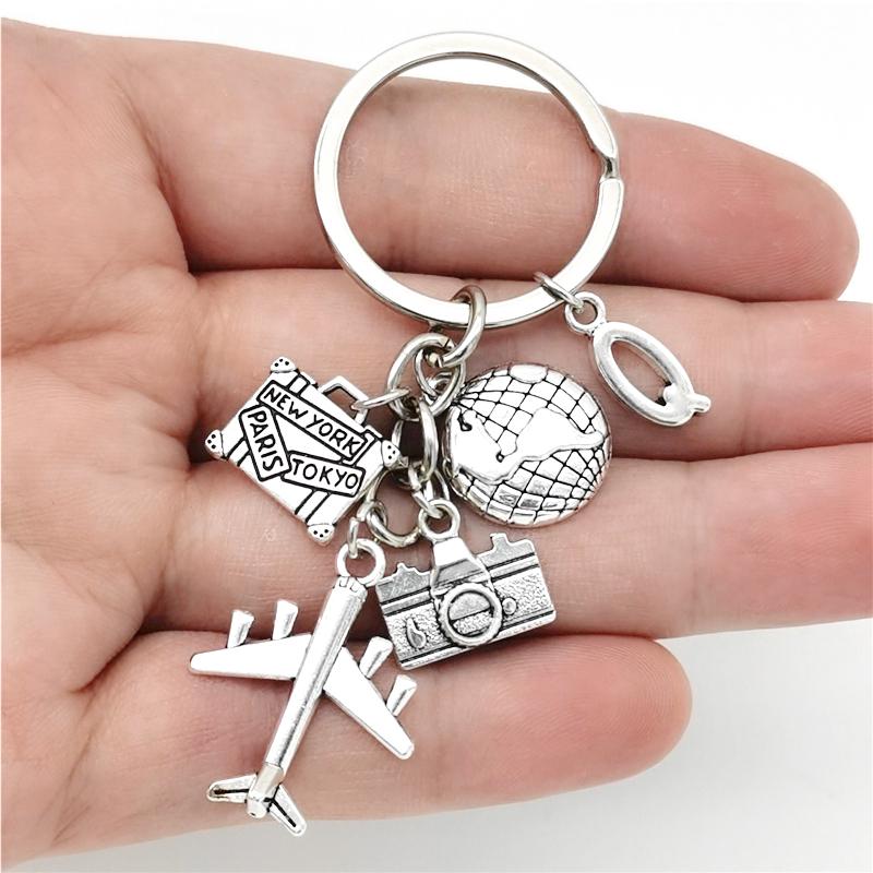 26 Букв Самолет Брелок Подвеска Самолет Брелок Земля Камера Шарм Брелок Лучшие Друзья Путешествия Ювелирные Изделия Подарки