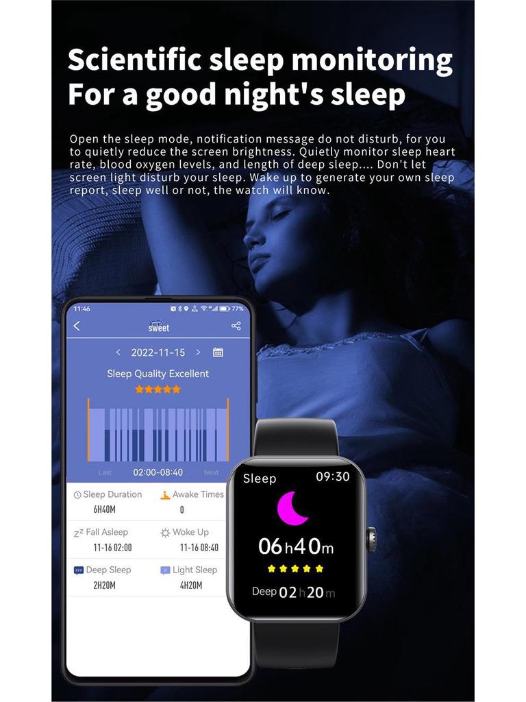 Умные часы F57L: Монитор сердечного ритма, уровня кислорода в крови и артериального давления с Bluetooth для отслеживания спортивных мероприятий