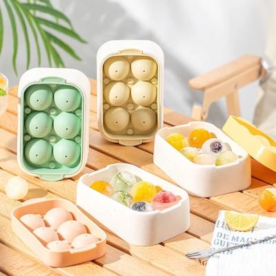 Домашняя 6-ячеечная круглая форма для кубиков льда с крышкой, летняя охлаждающая сока, напиток, виски, машина для изготовления ледяных шариков, кухонные гаджеты, полипропиленовый лоток для кубиков льда