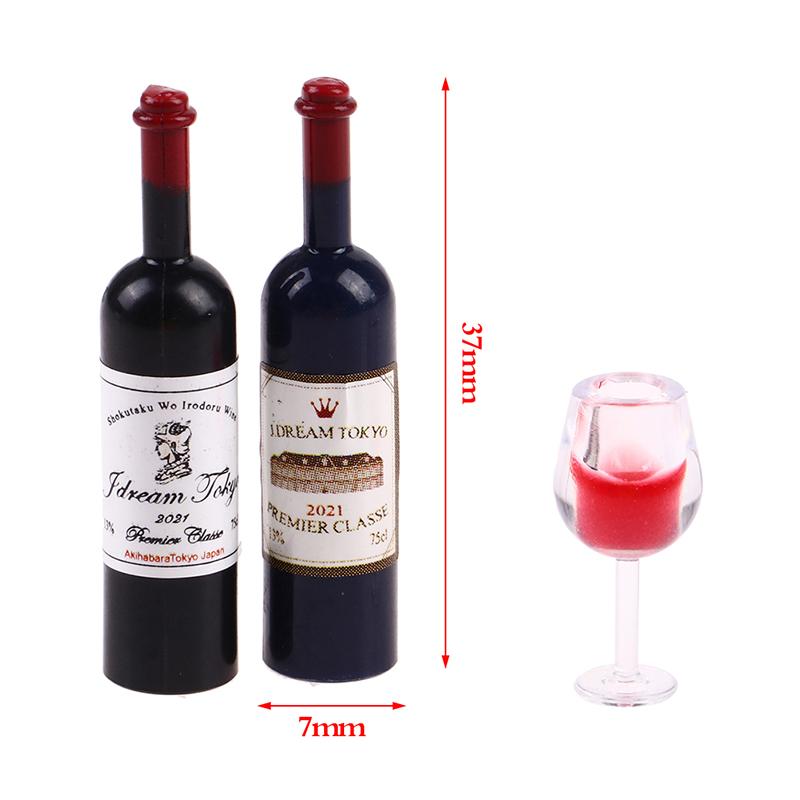 5Pcs 1:12 Dollhouse Miniature Wine Cup Beer Mug Wine Bottle Model Doll Decor Toy