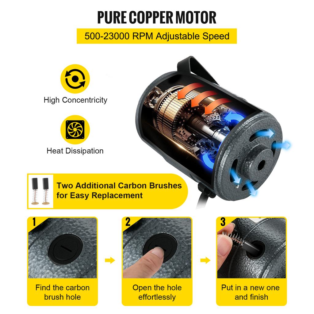SucceBuy Подвесная гибкая шлифмашина 380/560/780 Вт Электрические инструменты для шлифовки и полировки ювелирных изделий Бесступенчатая скорость Набор шлифовальных ручек для камня и дерева
