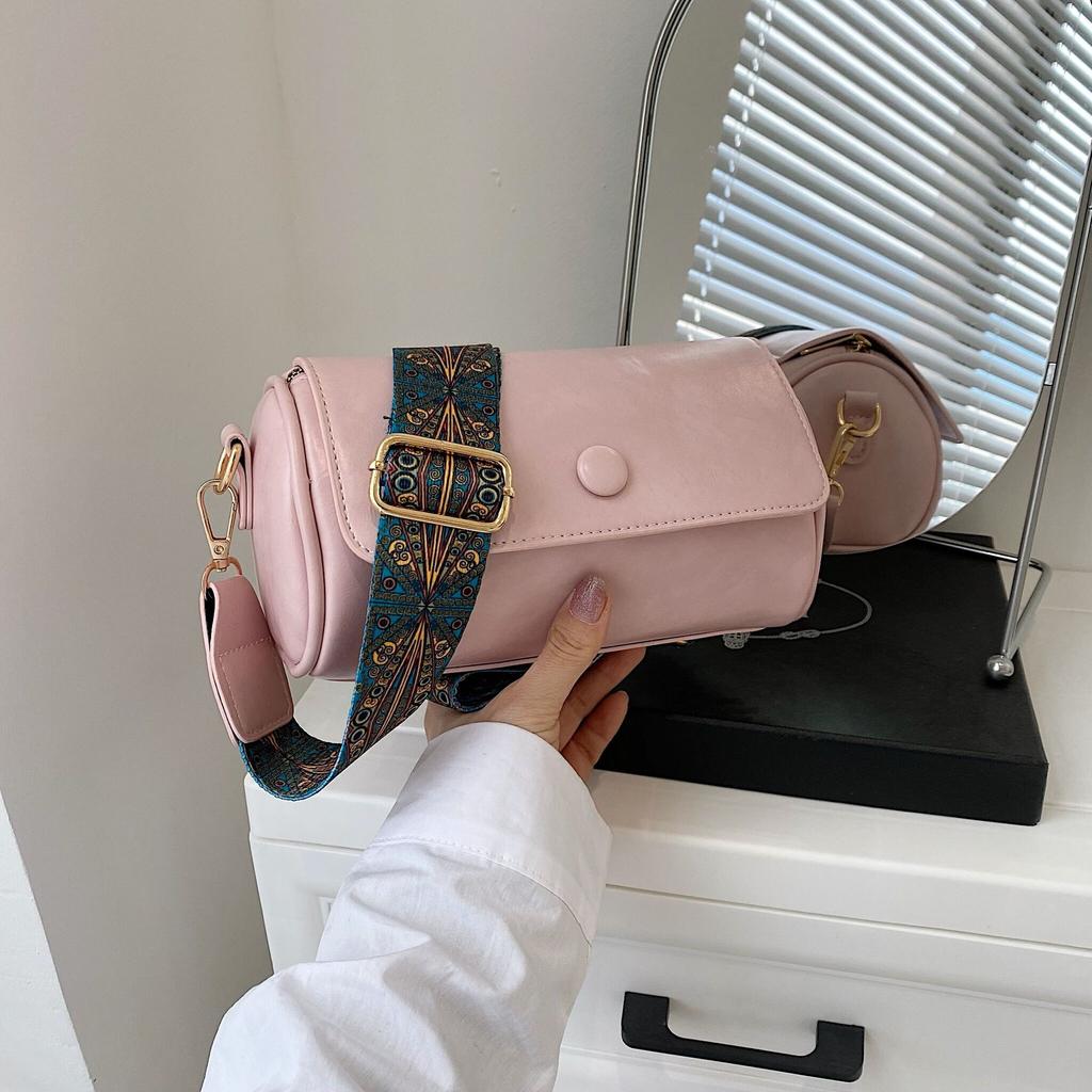 Винтажные женские сумки через плечо из искусственной кожи, летние новые офисные сумки для женщин, универсальные сумки с широким плечевым ремнем в форме бочки