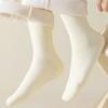 1 пара женских зимних носков однотонные с рубчатыми манжетами, утолщенная плюшевая подкладка, носки для сна, осень-зима, для повседневной носки