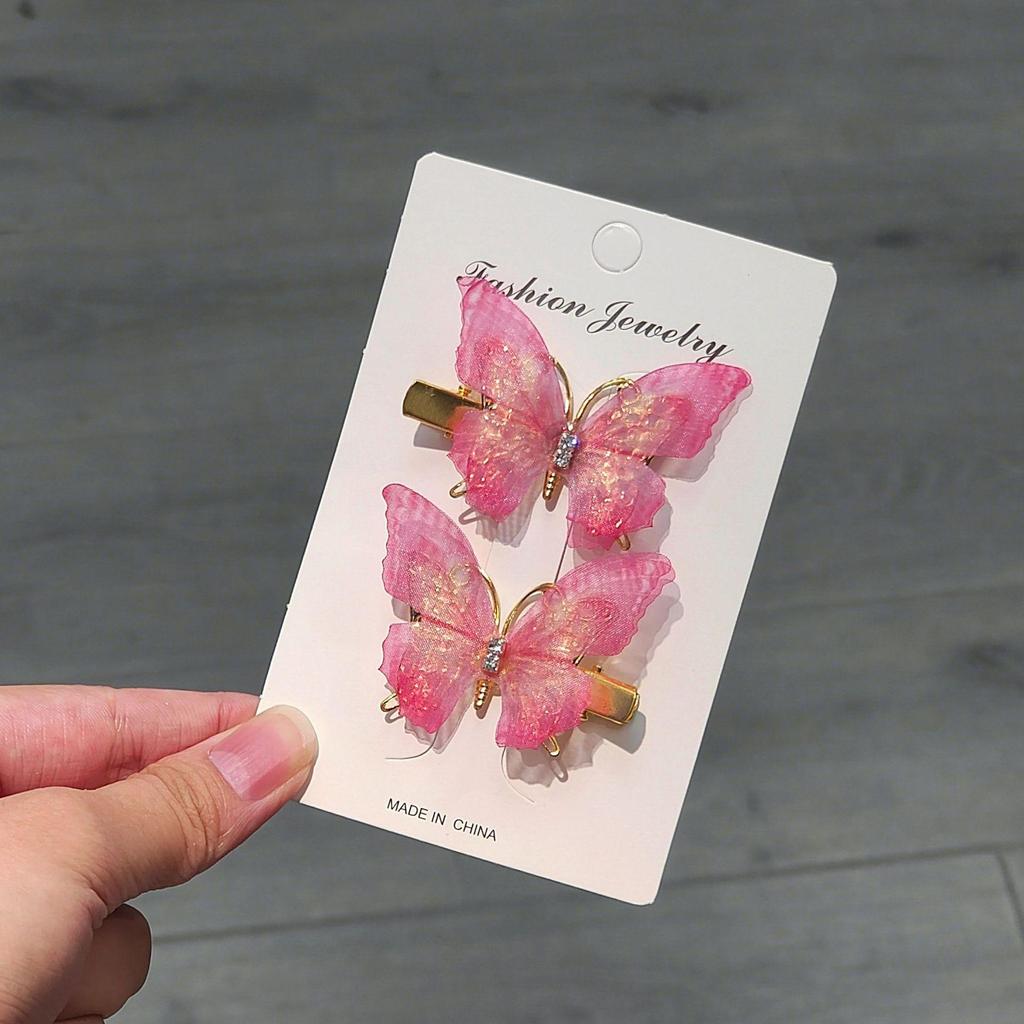 Градиентная заколка-бабочка для детей - симпатичная заколка-уточка из сетки и сплава, идеально подходит для стилей ханьфу и феи