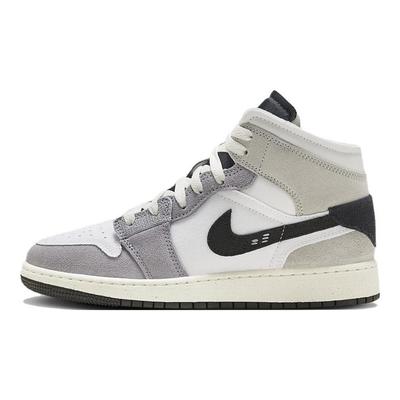 Air 1 Mid SE Craft GS Inside Out — Детские кроссовки Cement Grey Black White Tech-Grey FD9091-002