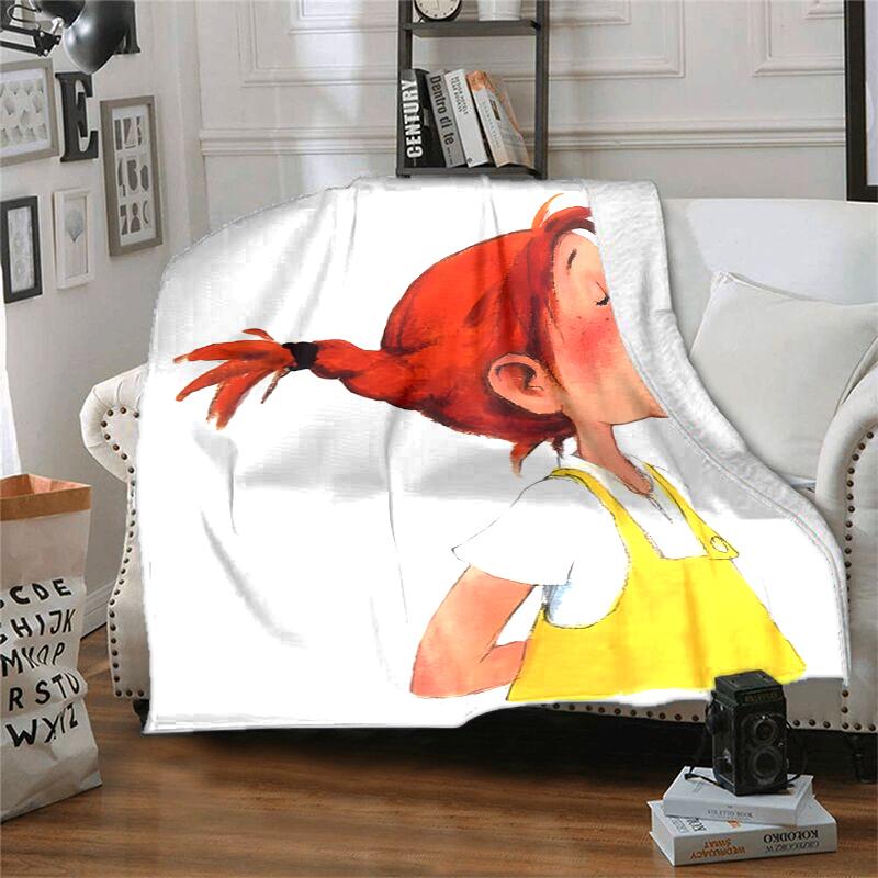 Pippi Longstocking Flannel Blanket Soft Warm All-Season Throw, Design for Camping, Car Travel, Hiking Sofa, Bed, Office Perfect Gift for Parties
