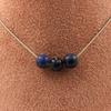 Stones and Minerals. 3 Sodalite 8mm Beads Necklace Stainless Steel Chain Necklace for Women, Men. Customizable Size.