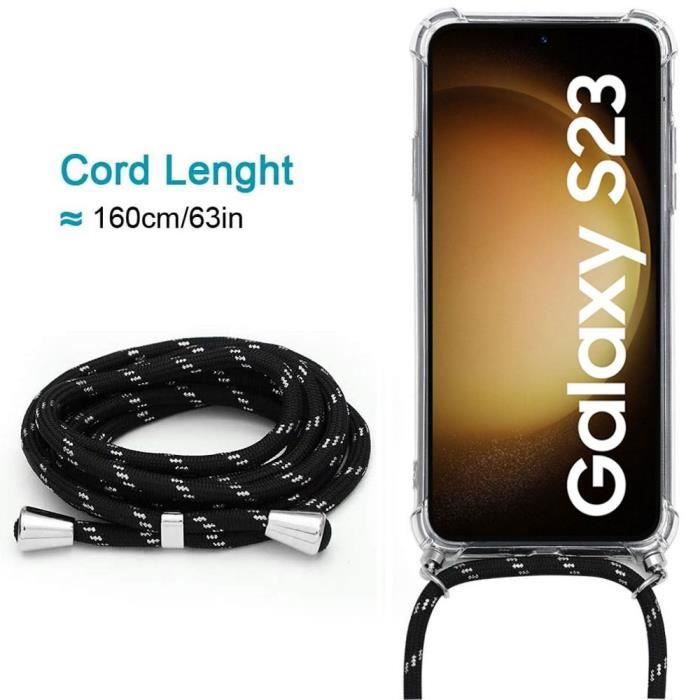 Coque de protection - BOOLING - pour Samsung Galaxy S23 - Souple - Silicone - Cordon réglable noir inclus