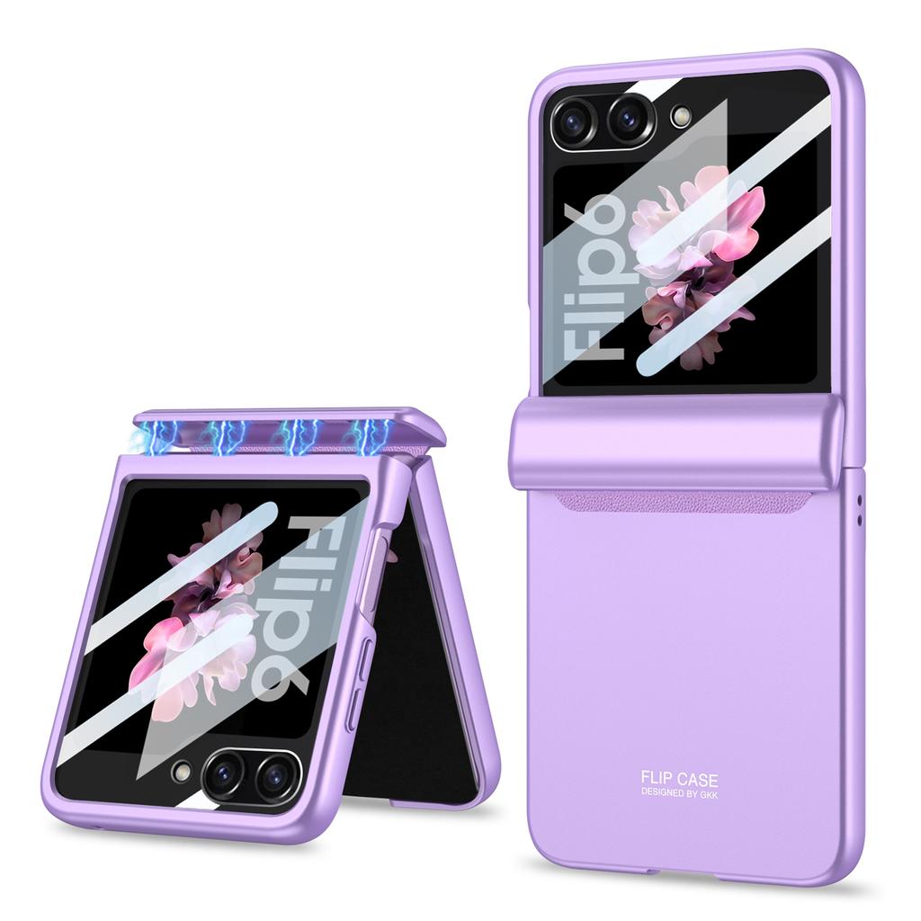 Жесткий чехол для телефона с магнитной защитой на шарнирах для Samsung Galaxy Z Flip 6 5 4, противоударный чехол с небольшой защитной пленкой для экрана