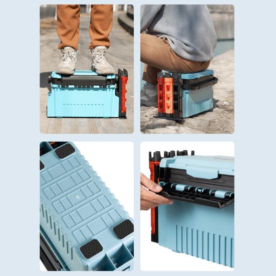 Multifunctional Portable Fishing Box Fishing Pole Holder with Handle Multi-layer Large Capacity Bait Organizer Fishing Box