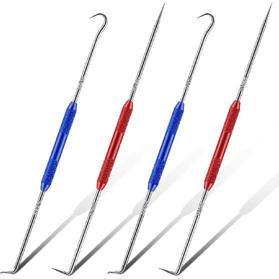 Zhehao 4 Pcs Double Pointed Scriber, 8.3" Metal Scribe Hook & Pick Tool Set | Steel Tip,Knurled Aluminum