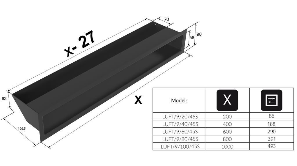 Vent Cover LUFT 9x80 White