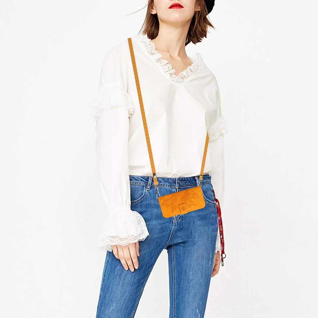 HT04 PU Leather Case for Google Pixel 7a Phone Cover with Shoulder Strap,Sunflower Pattern Wallet Phone Shell