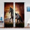 Прозрачная вуаль с изображением лошади, темно-коричневая лошадь, бегущая закатная трава, оконные тюлевые шторы для украшения гостиной, спальни