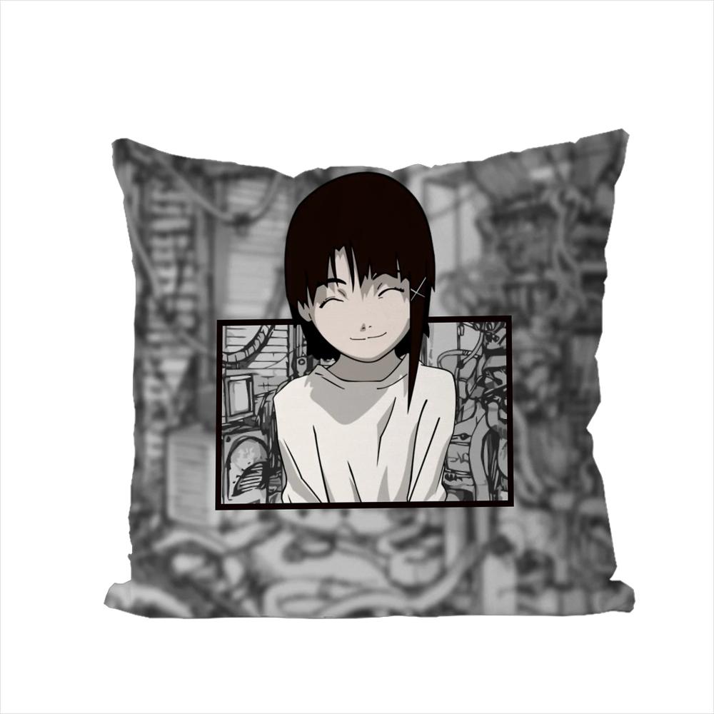 Подушка с принтом Serial Experiments Lain для автомобиля, дивана, декоративная, для дома, двусторонняя, плюшевая, квадратная, наволочка