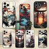 Арт Японский Стиль Для iPhone 12,16,11,14,15,17,13,X,Mini,SE,Max,8,7,XR,XS,Plus,Pro,Мягкий Силиконовый Черный Чехол
