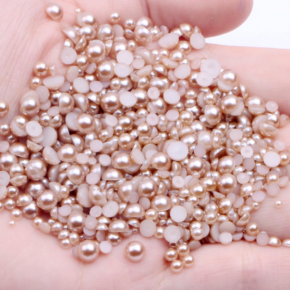 8mm Flat-Bottom Half-Round Imitation Pearls Beads, 100-Pack - DIY Rhinestone Mobile Case Accessories
