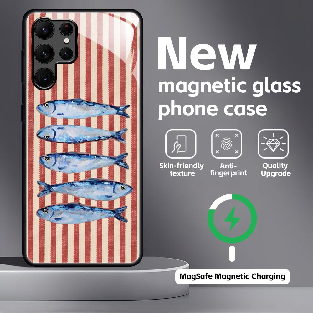 Sardines Phone Case For Samsung S26 S25 S24 S23 S22 S21 Plus Ultra Note20 Glass Magnetic Case