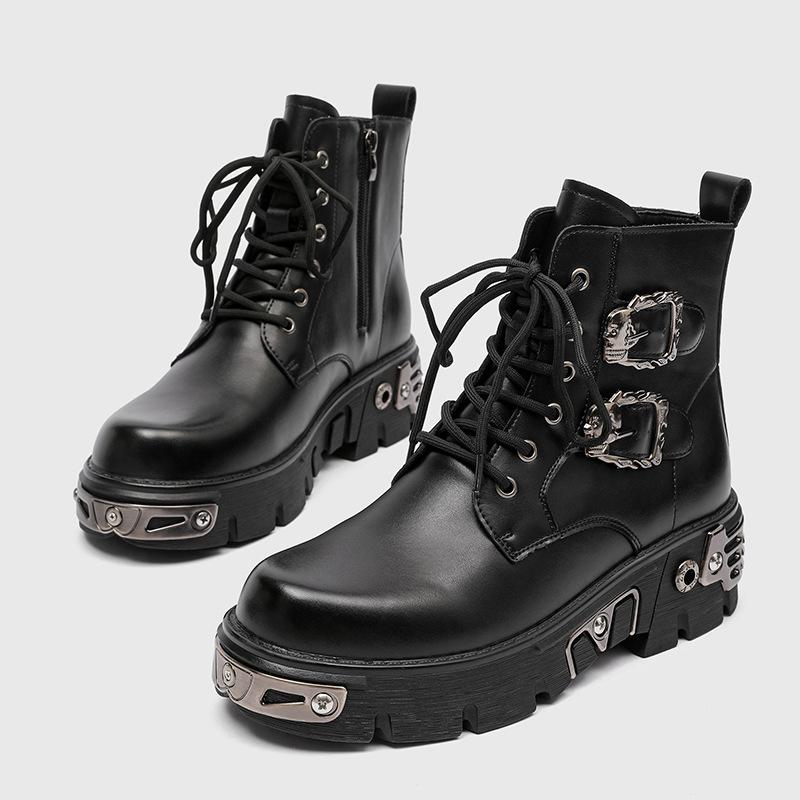 Men's punk Martin boots spring and autumn heightening platform short boots tooling boots