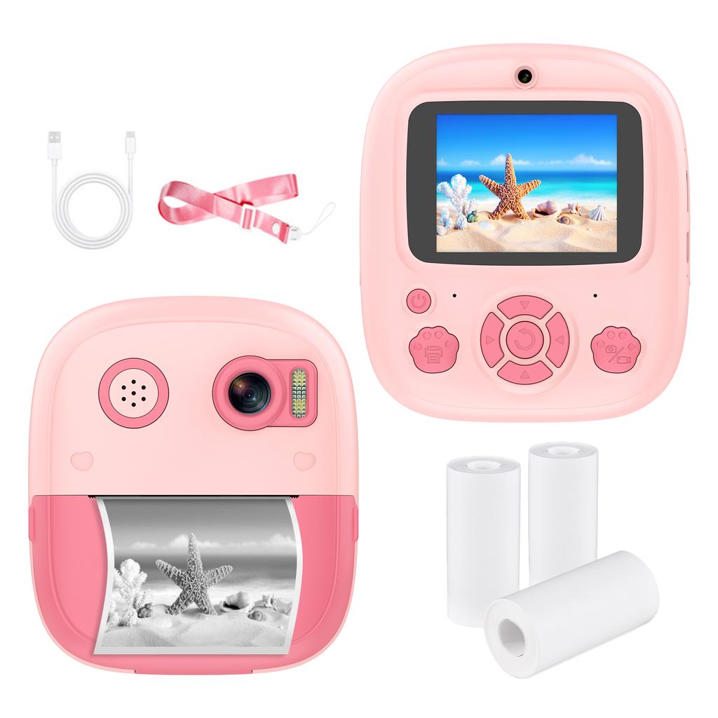 Kids Instant Print Camera Kids Digital Camera 1080P Digital Video Camera Dual Lens 2.4 Inch IPS
