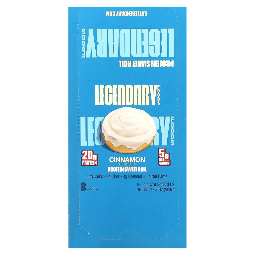 Legendary Foods Protein Sweet Rolls, Cinnamon, 8 Packs, 2.2 Oz (63 G) Each