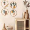 4pcs/Set Wood Homestay Crafts Decorative Hollow Pattern Wall Hanging Circular Design Pendants Home Decoration