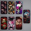 Роскошный чехол для телефона с черепом и мертвыми цветами для iPhone Mini 11 12 13 14 15 Pro XS Max X Plus SE XR, черный мягкий корпус