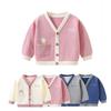 Toddler Kids Girl Boy Print Cartoon Sweater Knit Warm Cardigan Jacket Tops
