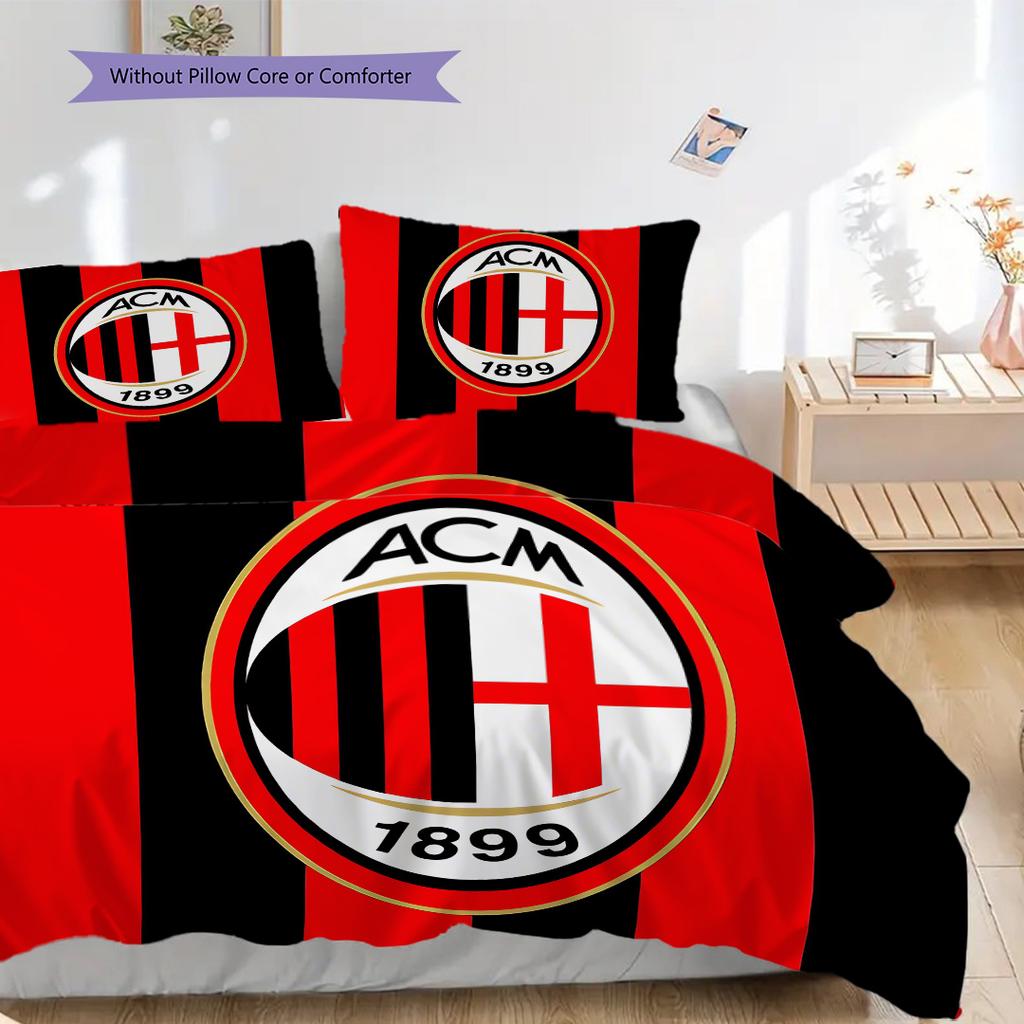 AC Milan Pattern Bedding Quilt Set Quilt Cover Pillowcase Home Decoration Birthday Gift (1 * duvet cover + 2 * pillowcase, without core)