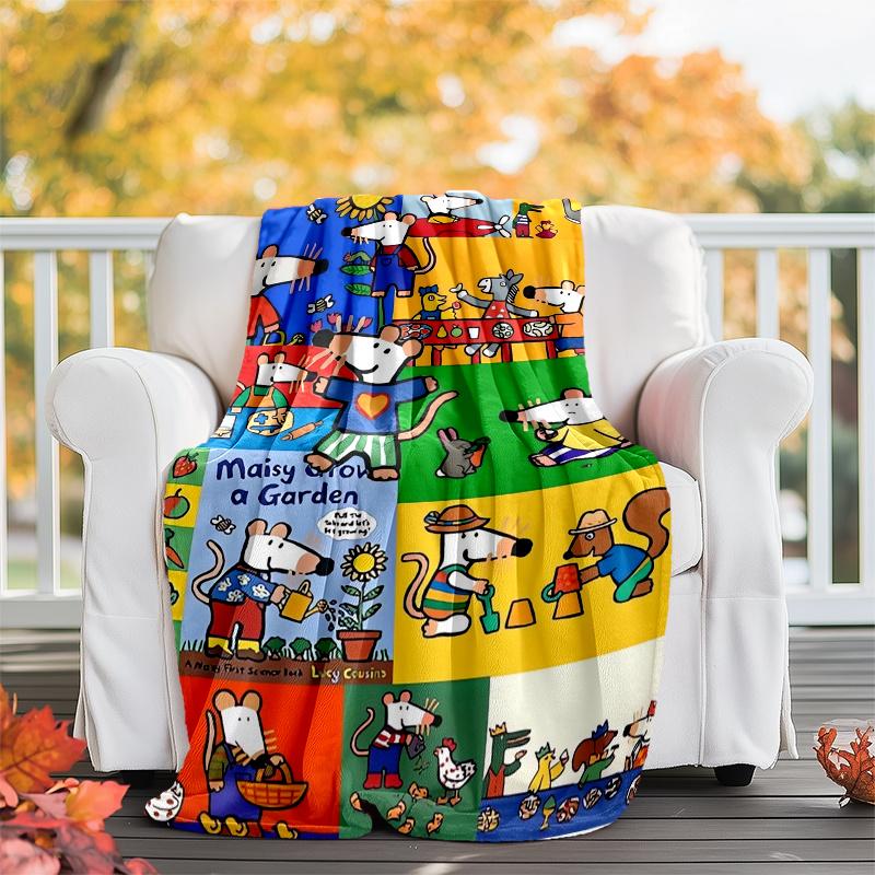 Maisy Mouse Theme Printed Blanket,Perfect for Couch, Bed, Travel & Outdoor Use | Machine Washable, Cozy & Durable.