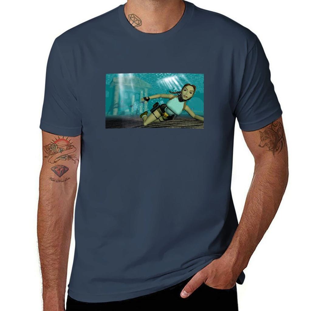 Classic Tomb Raider Lara Croft Underwater TShirt Work Wear Simple Tee Shirt