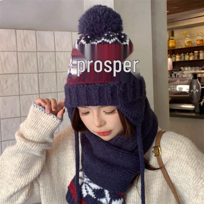 Уютная зимняя шапка с помпоном и снежинкой: Универсальный вязаный шерстяной пуловер для больших голов