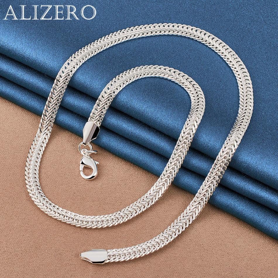 ALIZERO Стерлинговое серебро 925 пробы 20/24 дюйма 6 мм Плоская сторона Змеиная цепь Ожерелье Модные Аксессуары для вечеринок Хип-хопа Женские Мужские Украшения