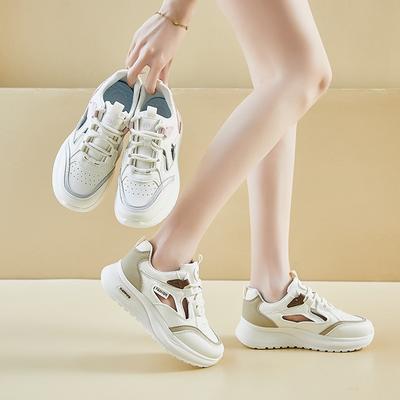 Женские летние кроссовки из дышащей сетки. Удобные кроссовки на шнуровке. Прогулочные туфли из искусственной кожи на массивной платформе. Нескользящие женские теннисные кроссовки.