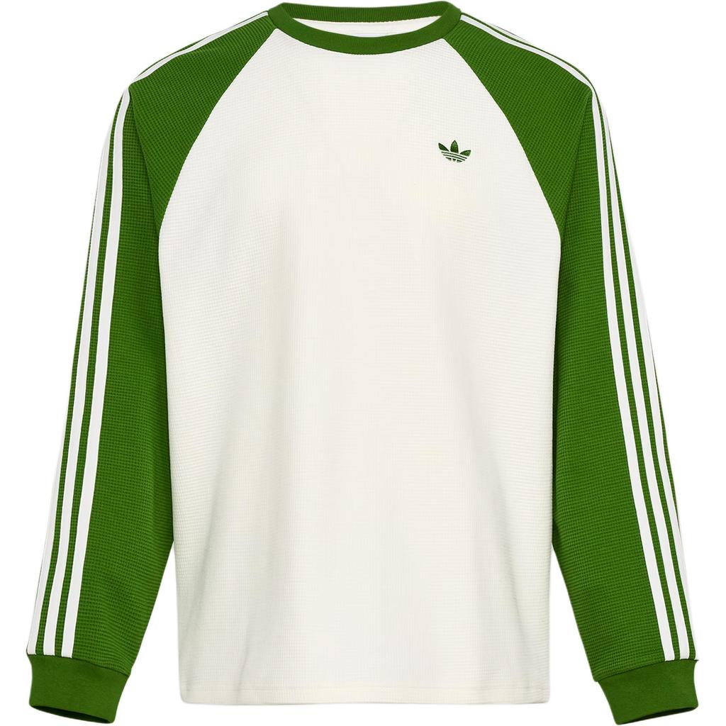 Adidas Оригинальная футболка с длинным рукавом, вафельная, спортивная, свободная, в полоску, цветовые блоки, унисекс, tops KV8869