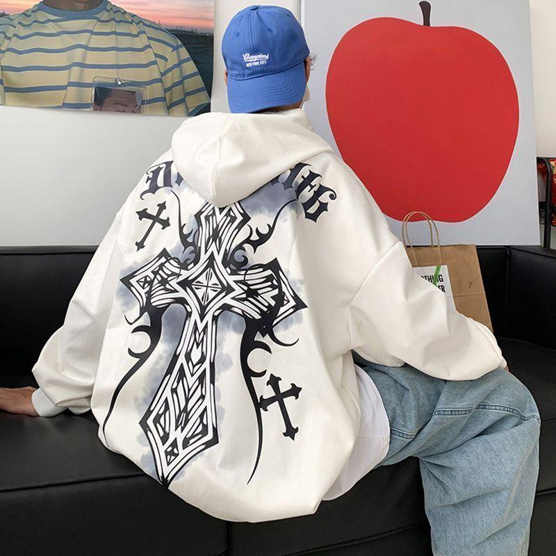 West Coast Choppers Cross Frame Graphics Hoodie Мужская мода Винтажная уличная одежда Мужские свободные толстовки Мужские флисовые толстовки