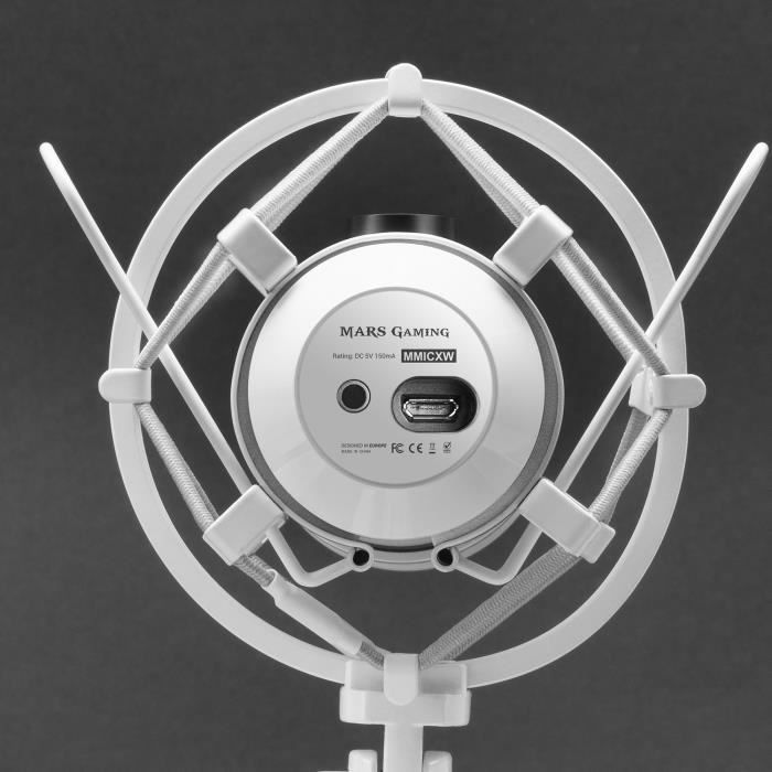 Microphone Studio - Mars Gaming - MMICX - Blanc - USB Plug & Play - Haute Définition
