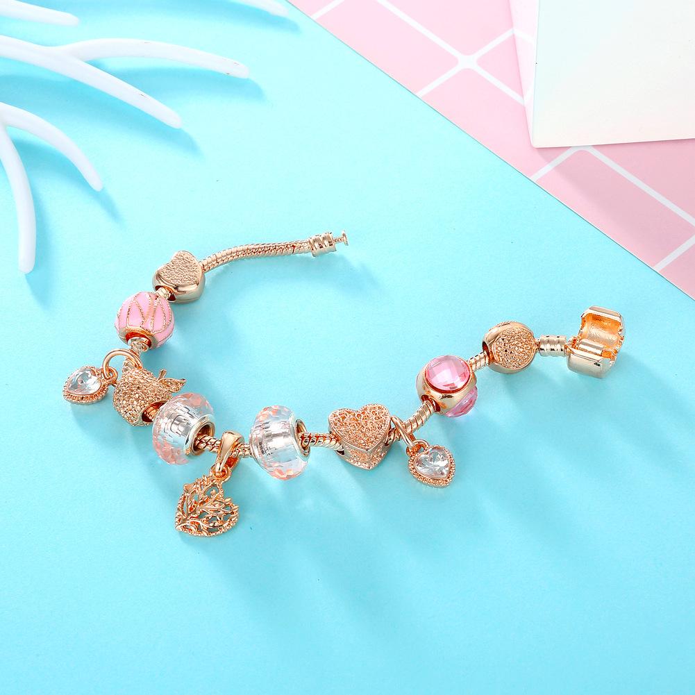 Women All Match Crystal Hollow Love Heart Beads Bracelet