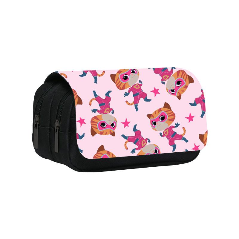 Superkitties Double Layer Pencil Case For Kids Cartoon School Supplies
