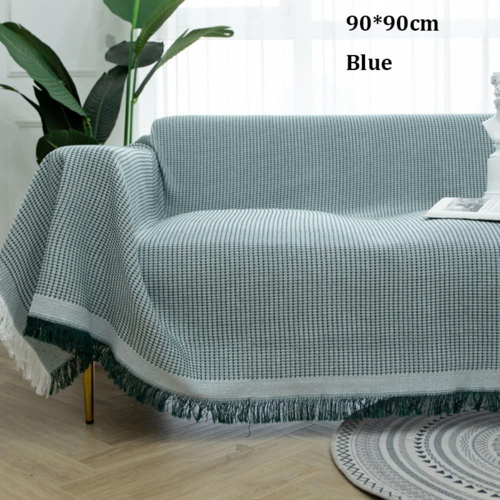 New Nordic Knitted White Sofa Towel Anti-slip with Tassels Throw Blankets Multi-purpose Luxury Bed Sofa Couch