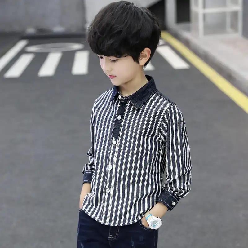 Boys' Shirts Spring and Autumn Fashion Striped Shirts, Children's Handsome Children's Clothing Tops